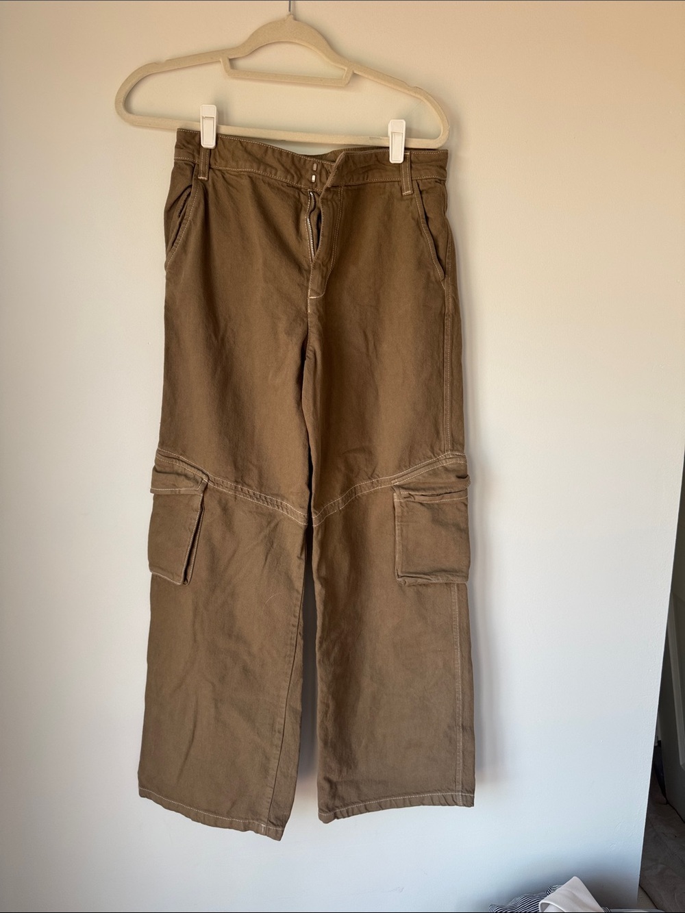 Zara Brown mid-Rise Cargo Pants